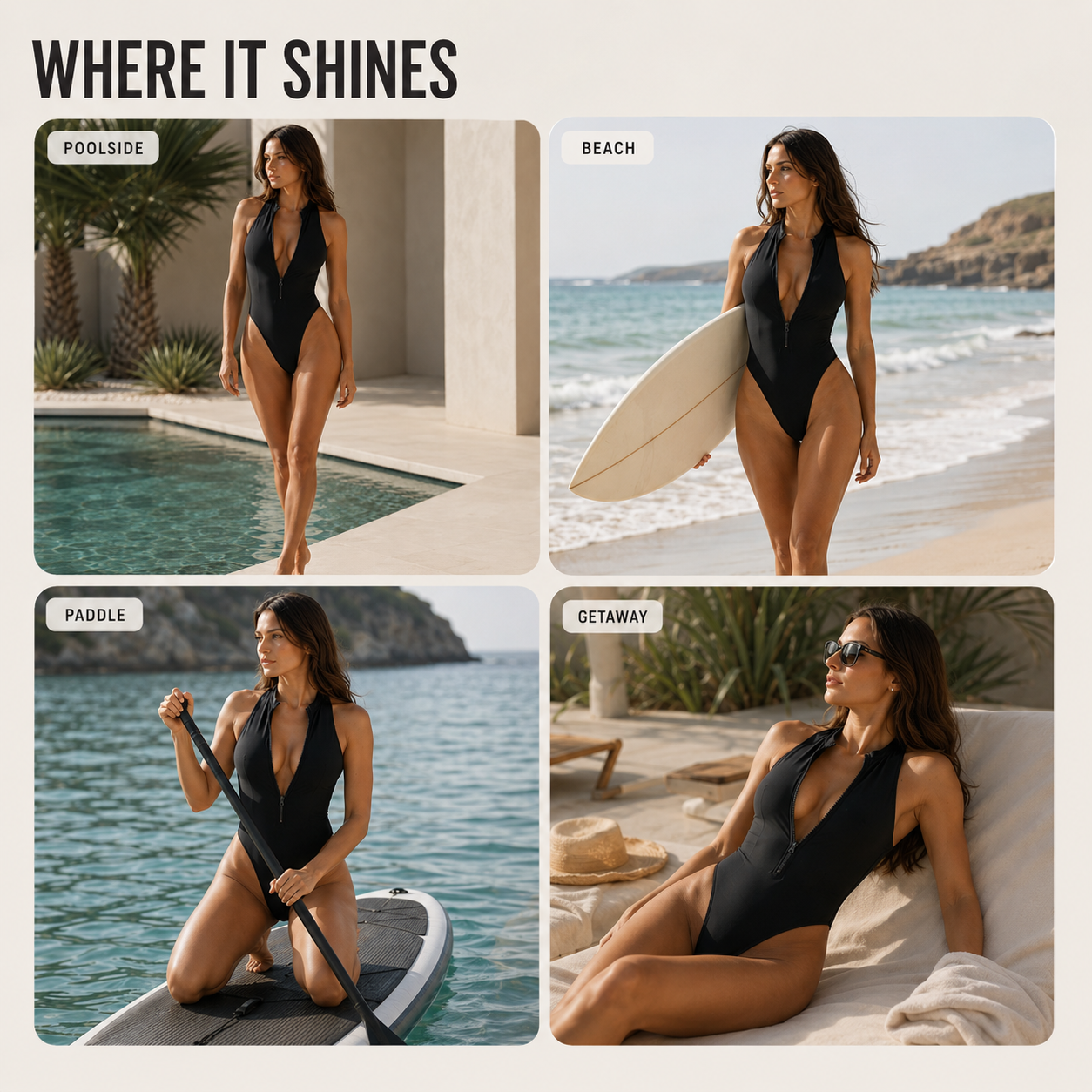 Sleeveless One Piece Swimsuit