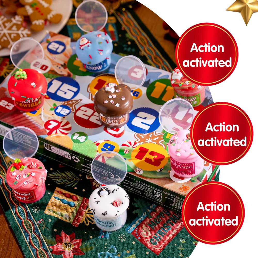 Slime Advent Box with 8 Jars and 16 Add-On Packs of Charms and Sprinkles for Holiday Mixing