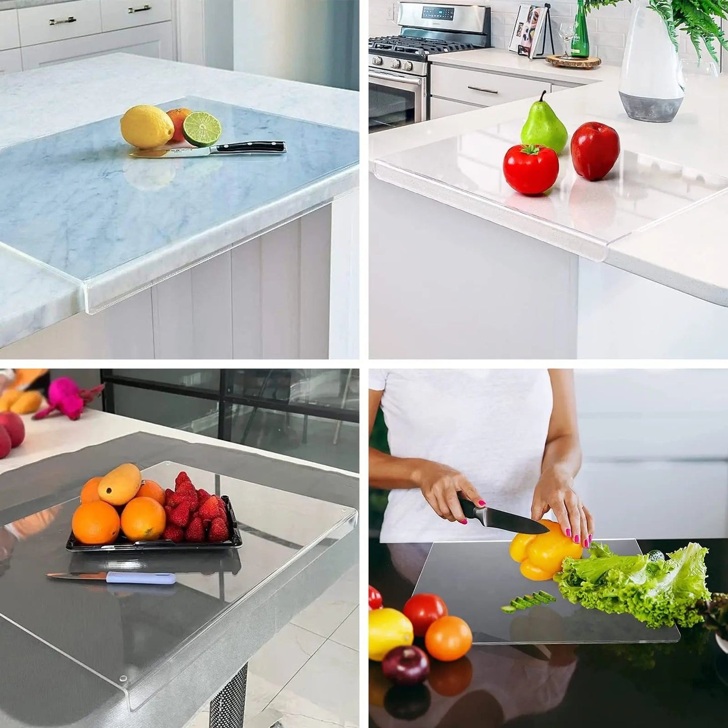 SlipSafe – transparent cutting board – non-slip and discreet – ideal for modern kitchen