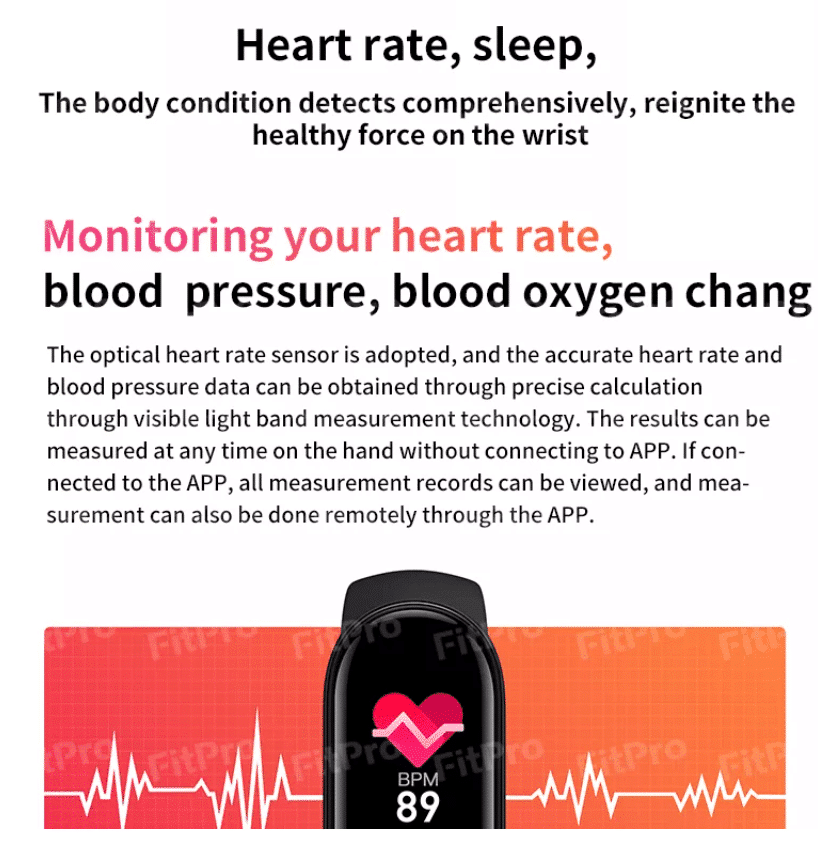 Smartwatch - with Pulse & Blood Pressure Monitor (Water and Dust Resistant)