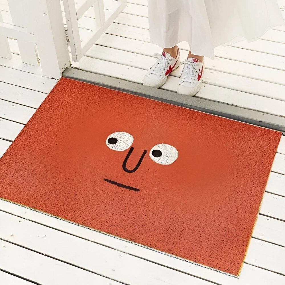 Smiley Face Doormat - Non-Slip Entrance Mat - Playful Indoor/Outdoor Rug