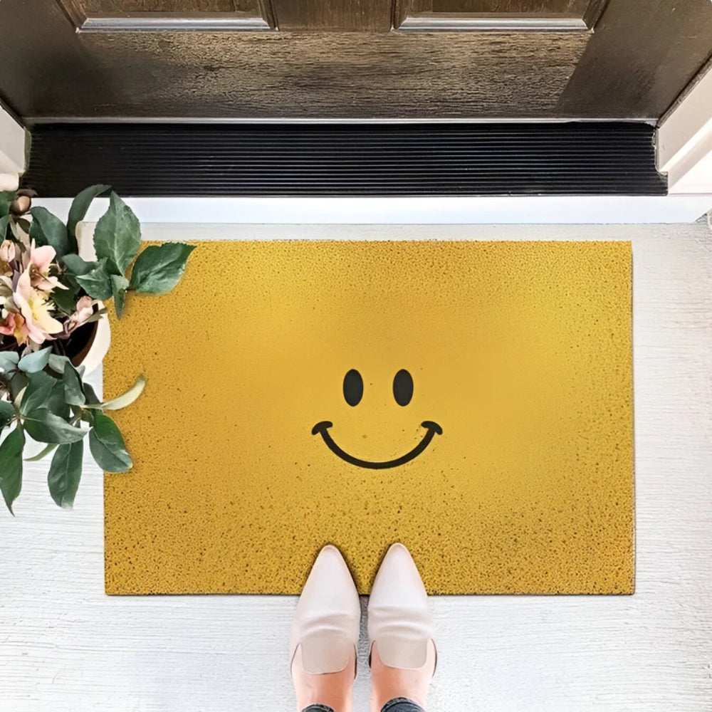 Smiley Face Doormat - Non-Slip Entrance Mat - Playful Indoor/Outdoor Rug
