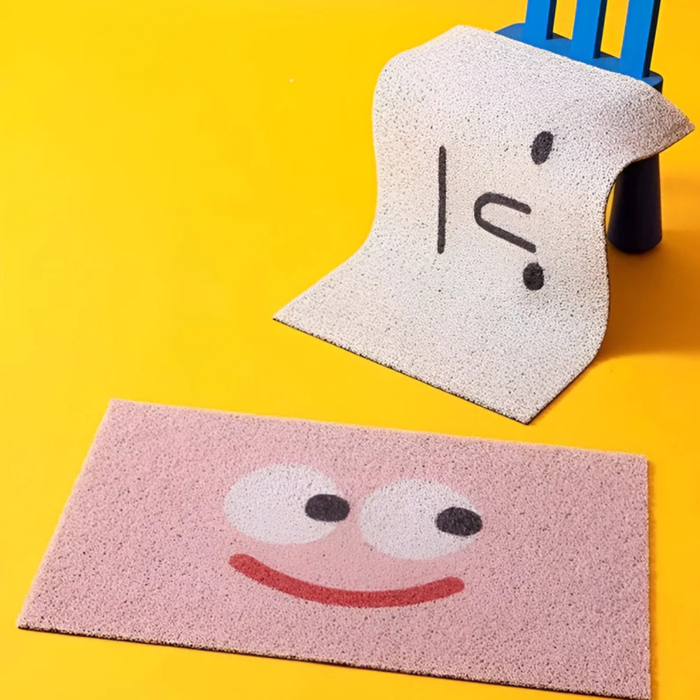 Smiley Face Doormat - Non-Slip Entrance Mat - Playful Indoor/Outdoor Rug