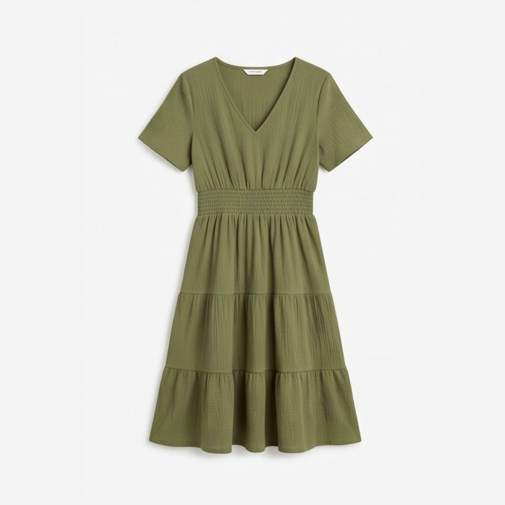 Smocked Waist Tiered Mini Dress