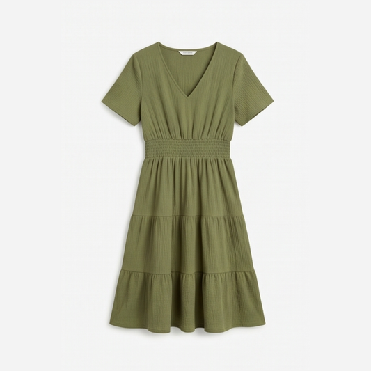 Smocked Waist Tiered Mini Dress