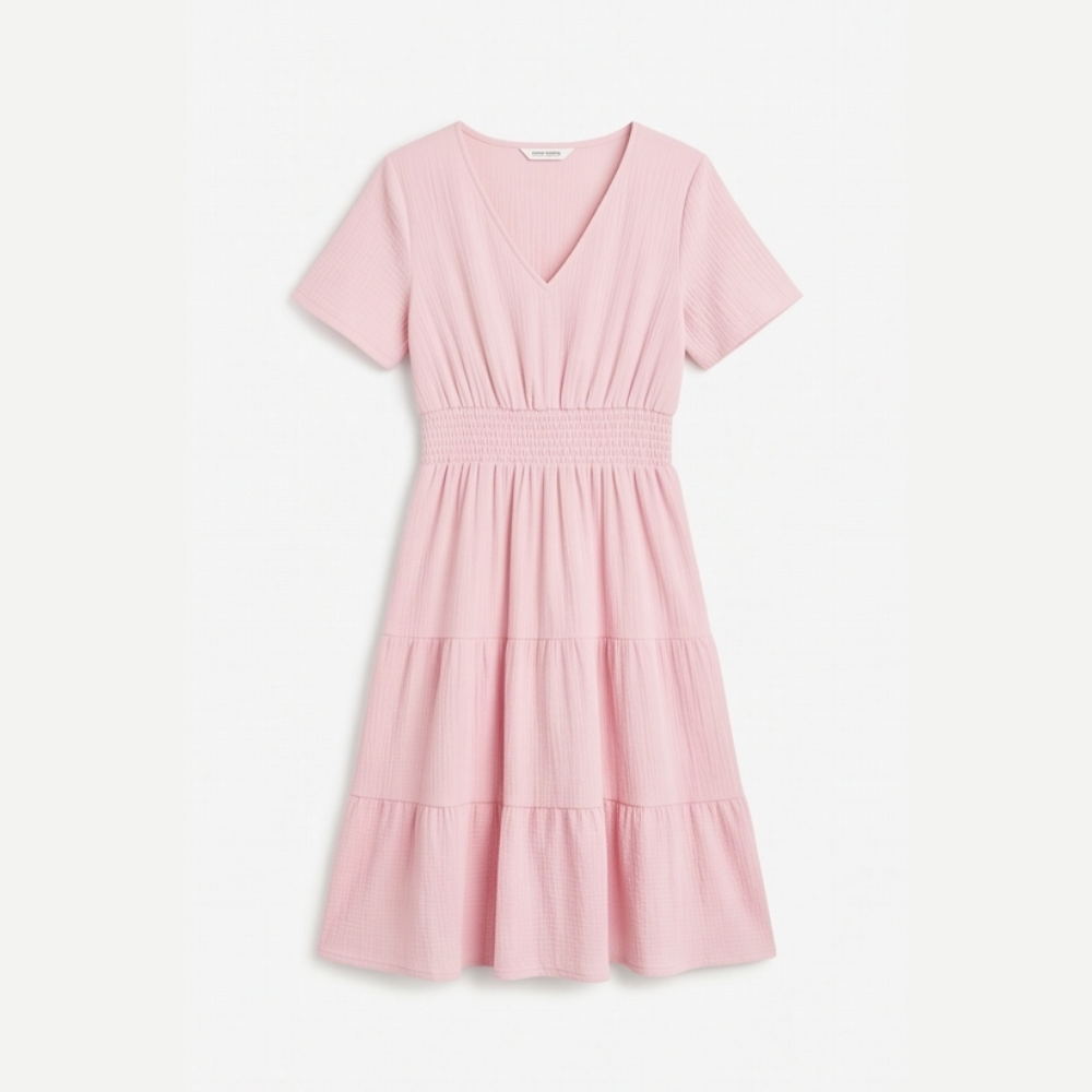 Smocked Waist Tiered Mini Dress