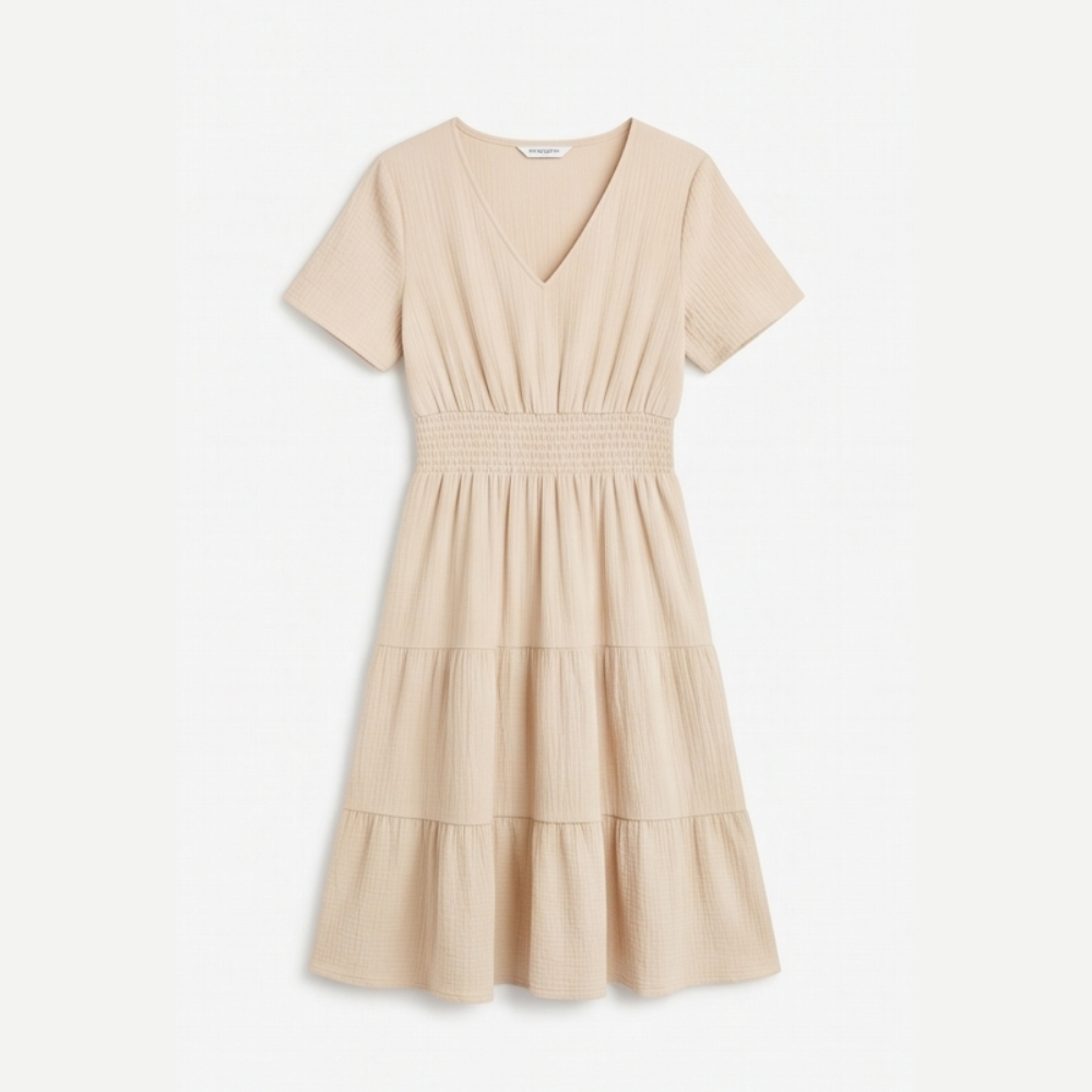 Smocked Waist Tiered Mini Dress
