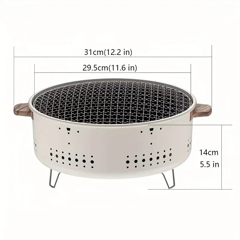Smoke-Free Charcoal Grill - Compact & Portable - For On-the-Go