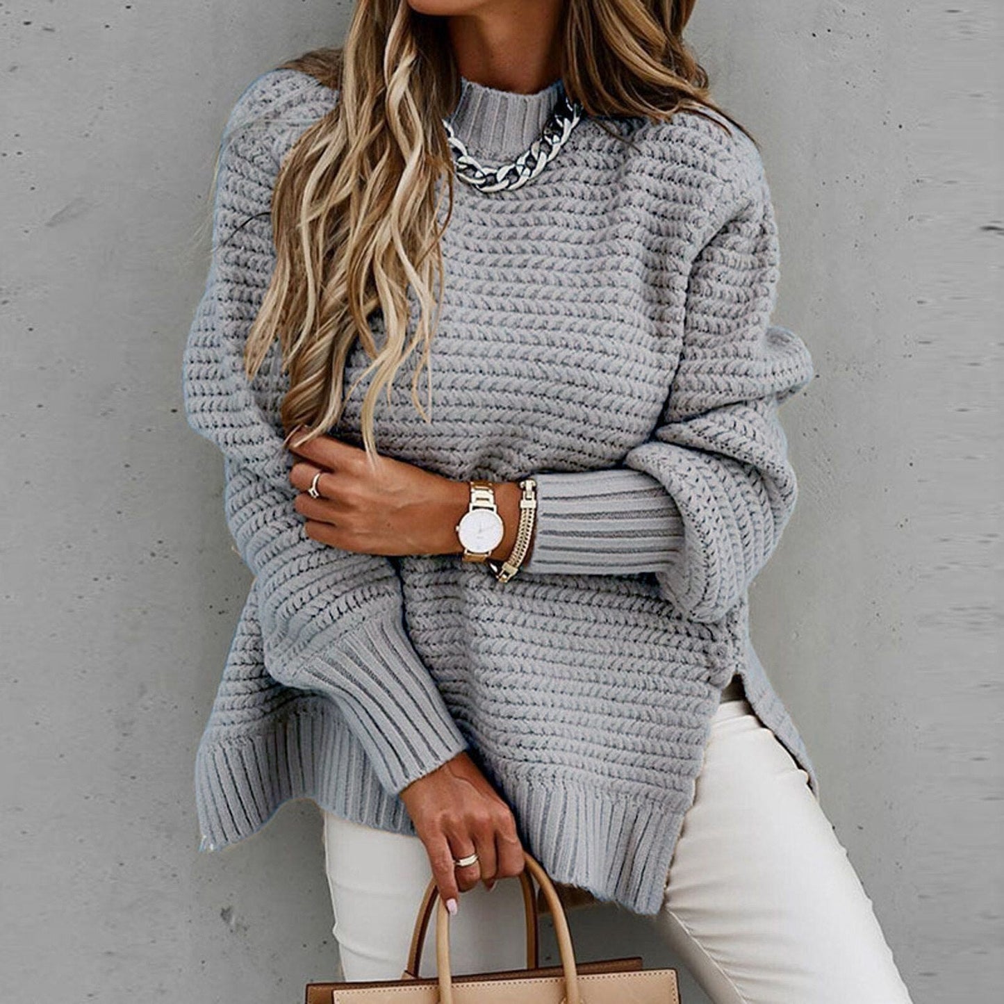 Sofia | Elegant Pullover with Half High Neck - Autumn Sweater