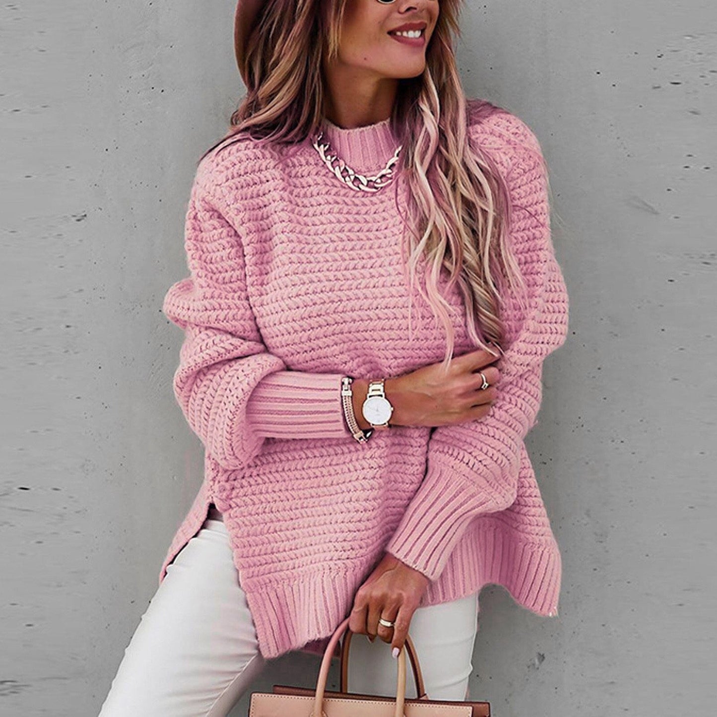 Sofia | Elegant Pullover with Half High Neck - Autumn Sweater