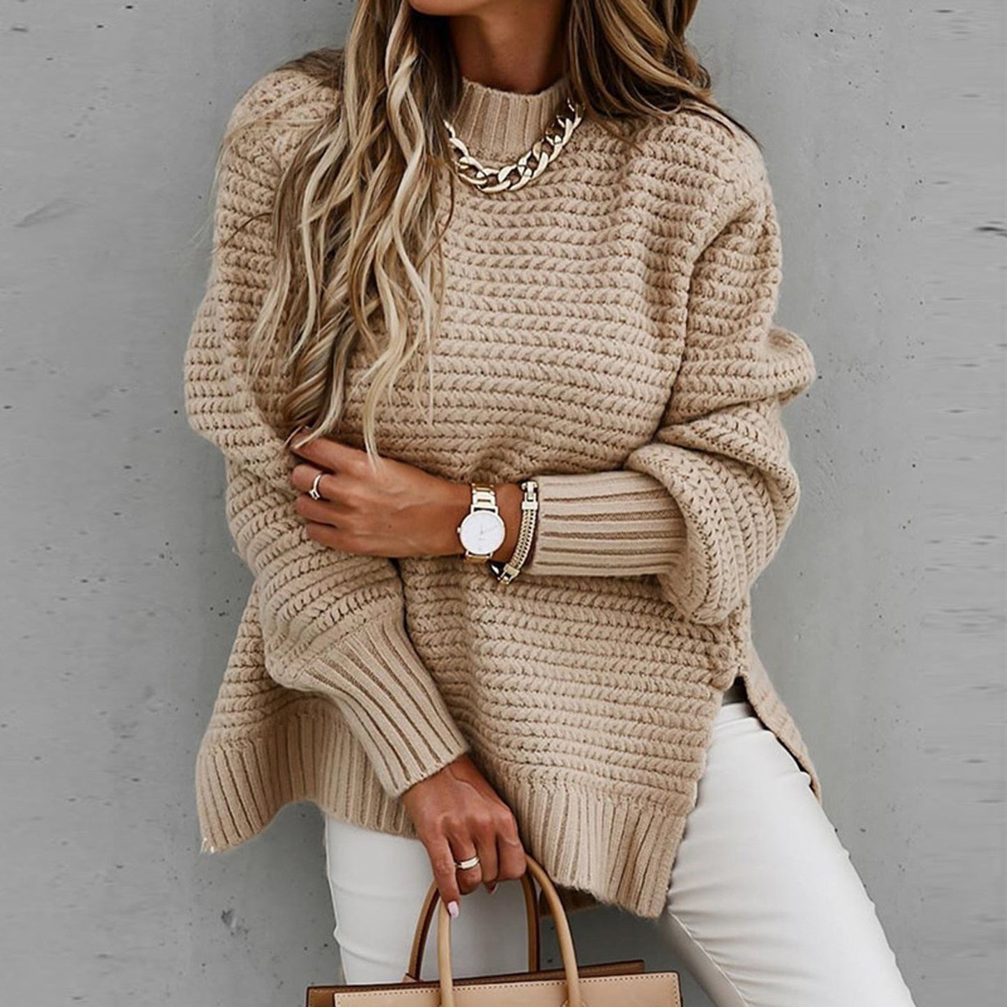 Sofia | Elegant Pullover with Half High Neck - Autumn Sweater
