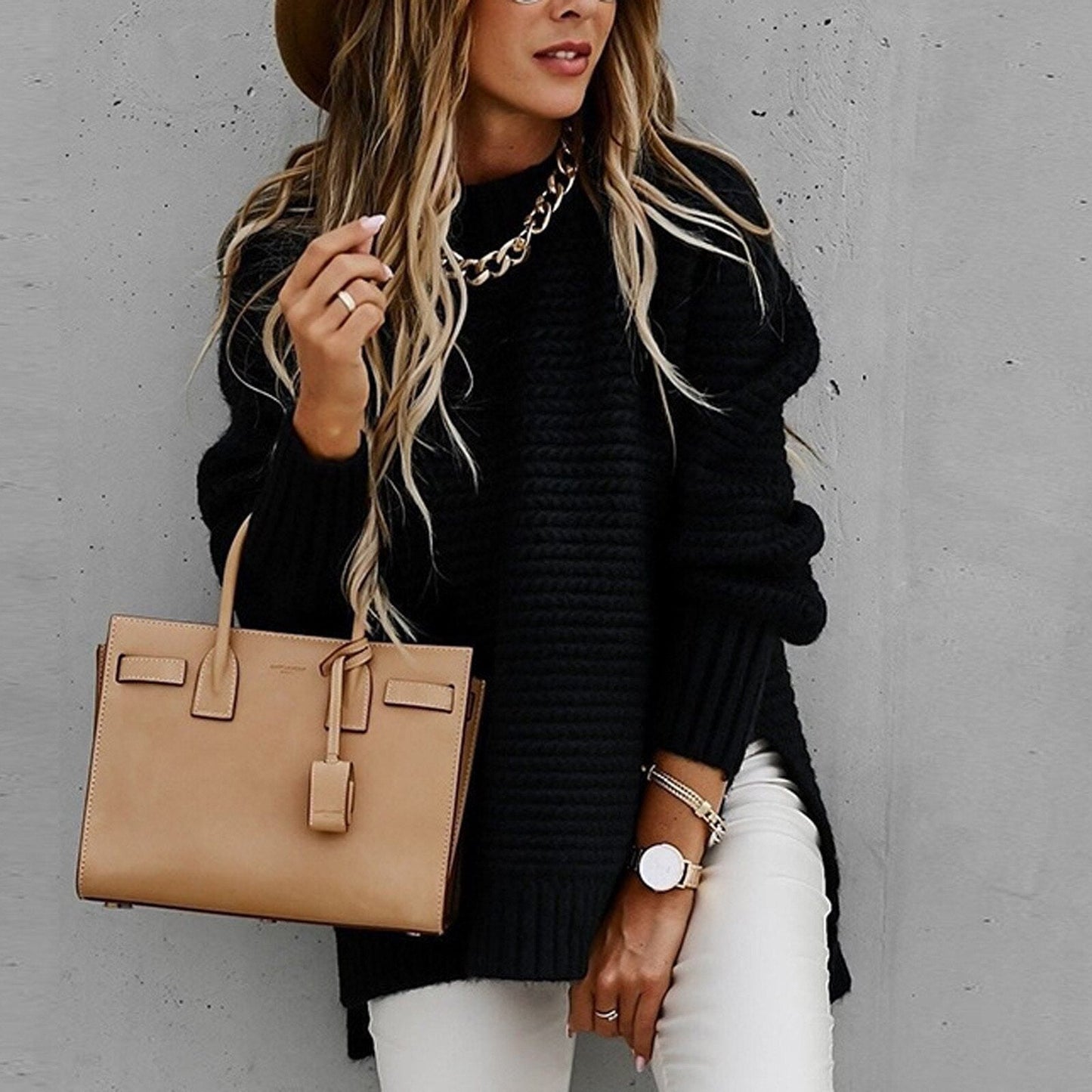 Sofia | Elegant Pullover with Half High Neck - Autumn Sweater