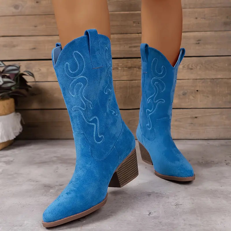 Soft Elegant Women's Ankle Cowboy Boots - Comfort & Style