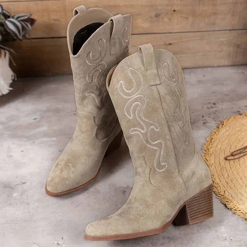 Soft Elegant Women's Ankle Cowboy Boots - Comfort & Style