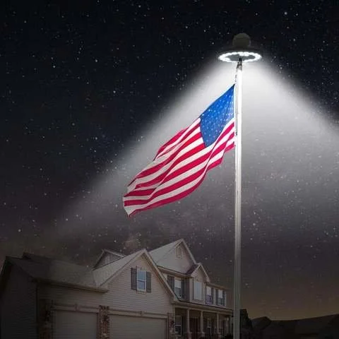 Solar-Powered LED Flagpole Lights for Night Illumination