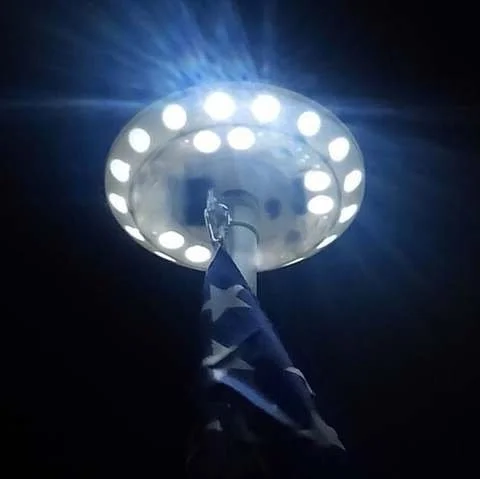 Solar-Powered LED Flagpole Lights for Night Illumination