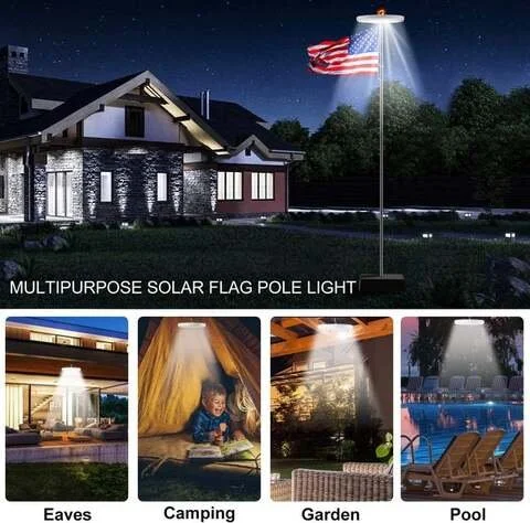 Solar-Powered LED Flagpole Lights for Night Illumination
