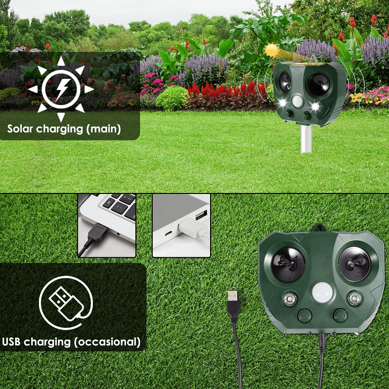 Solar Powered Ultrasonic Bird Repeller for Outdoor Use