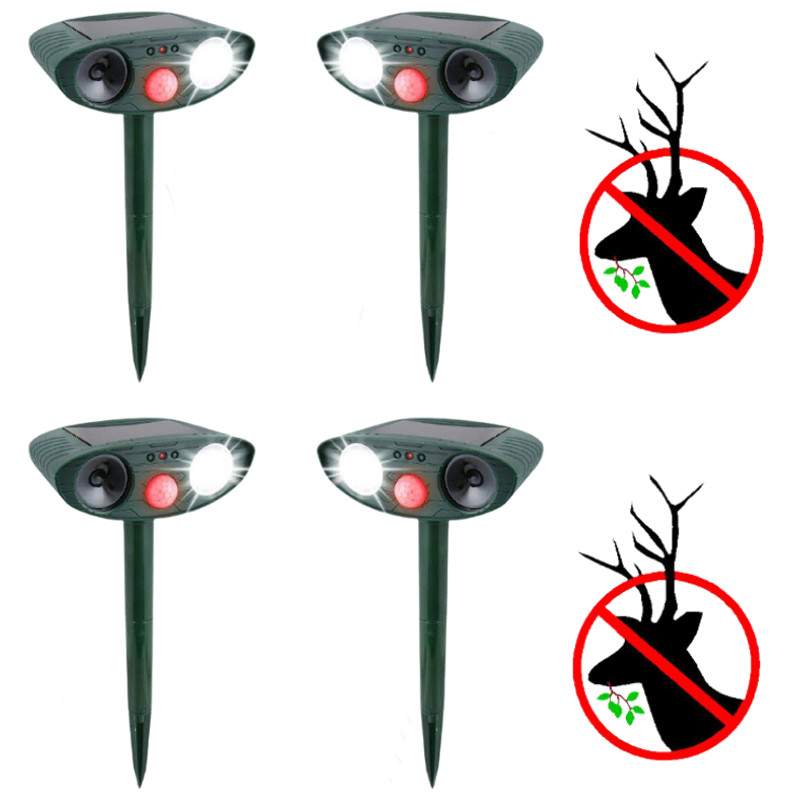 Solar-Powered Ultrasonic Deer Repeller - Pack of 4