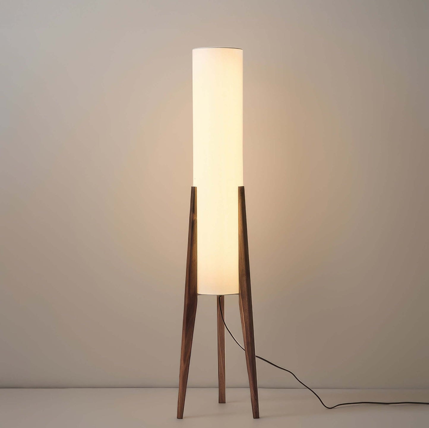Solid Wood Floor Lamp with Fabric Shade
