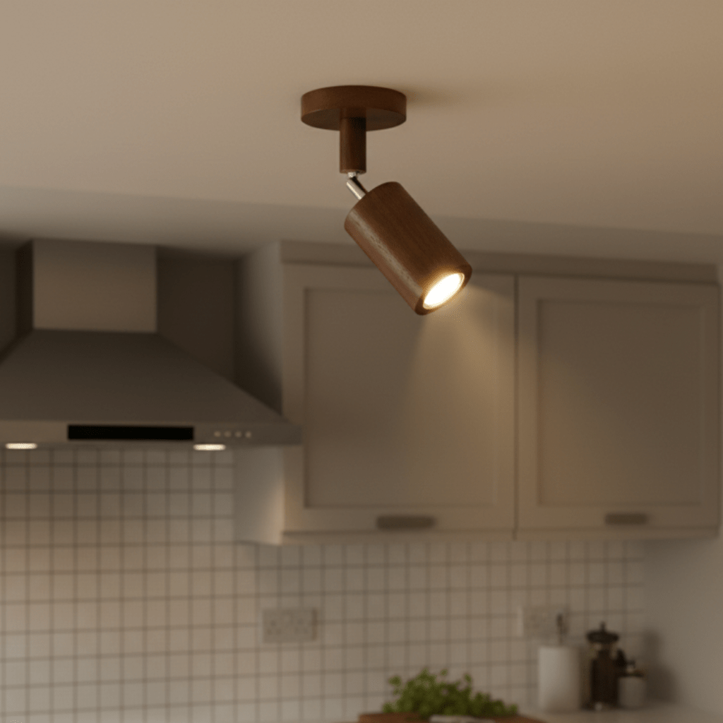 Solid Wood LED Ceiling Lamp Adjustable