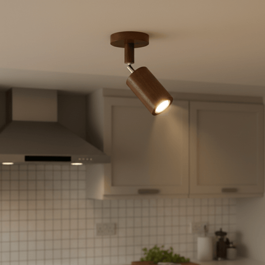 Solid Wood LED Ceiling Lamp Adjustable