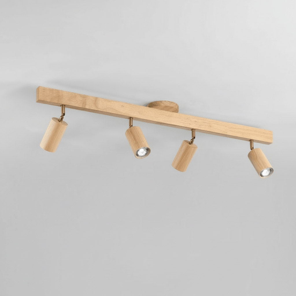Solid Wood LED Ceiling Lamp Adjustable