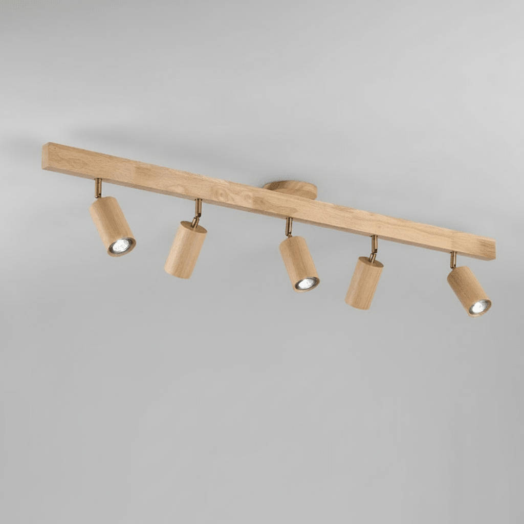 Solid Wood LED Ceiling Lamp Adjustable