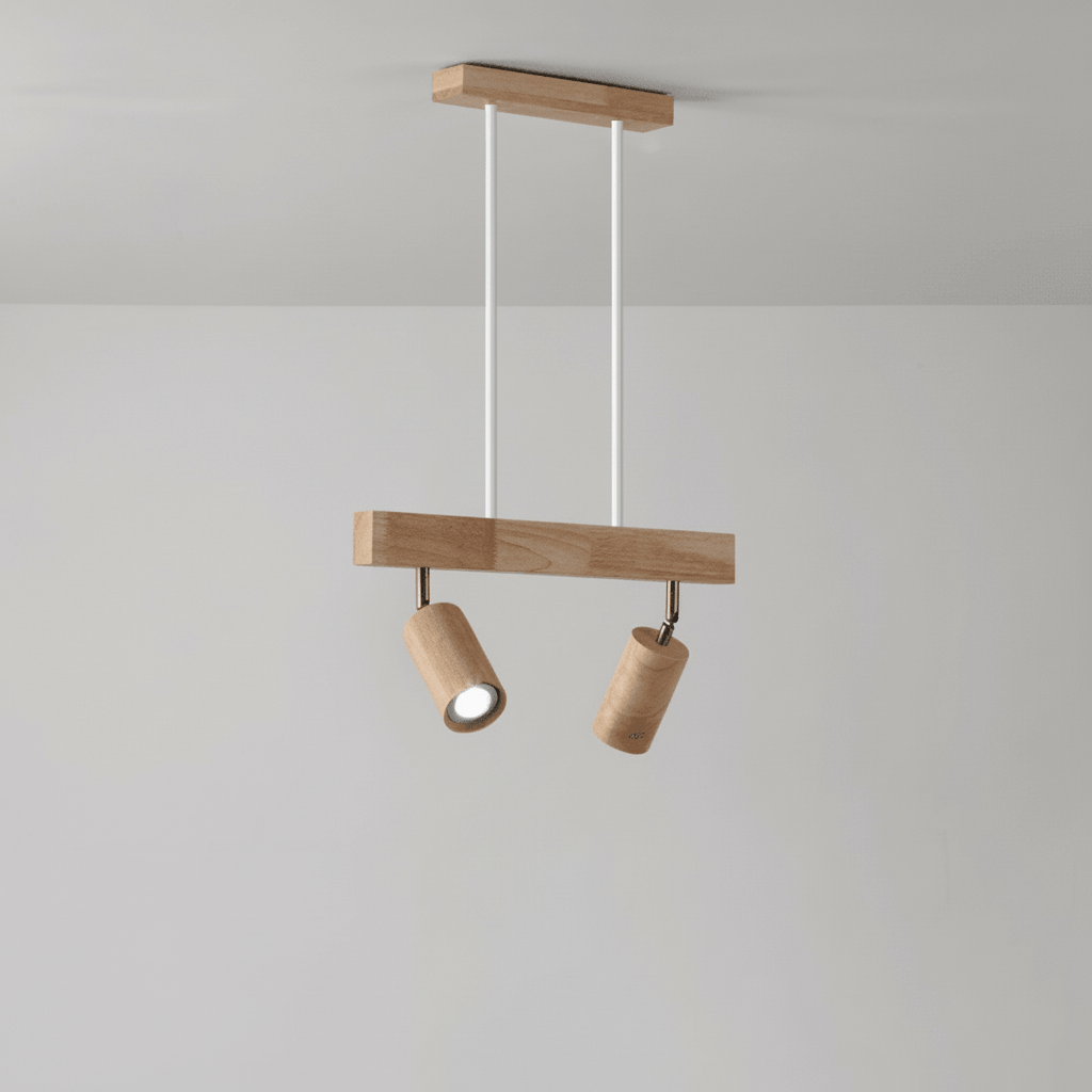 Solid Wood LED Ceiling Lamp Adjustable
