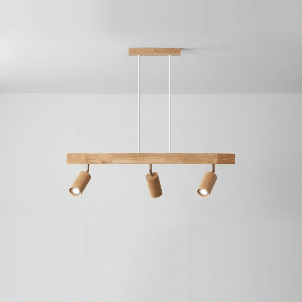 Solid Wood LED Ceiling Lamp Adjustable