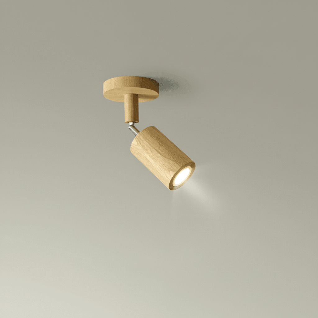 Solid Wood LED Ceiling Lamp Adjustable
