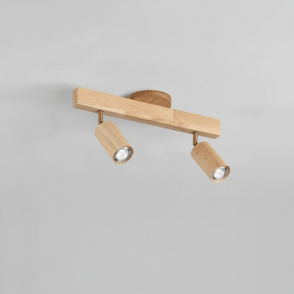 Solid Wood LED Ceiling Lamp Adjustable