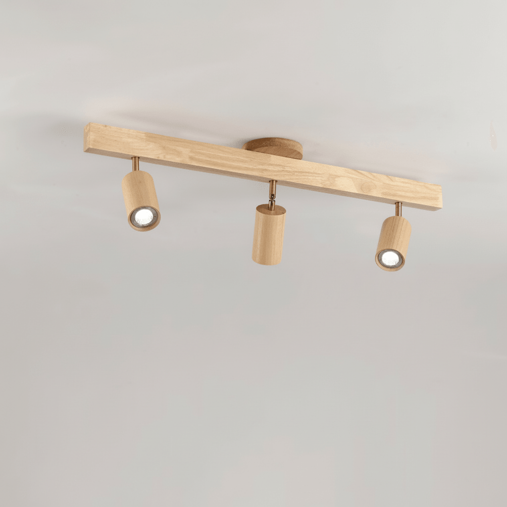 Solid Wood LED Ceiling Lamp Adjustable
