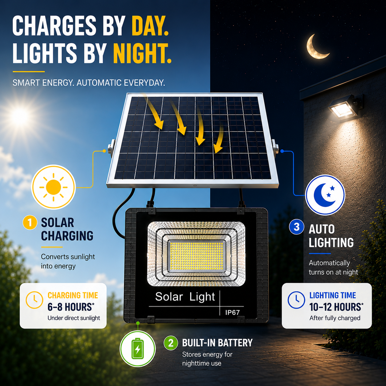 Soluxe Solar-Powered Outdoor Flood Light With Remote