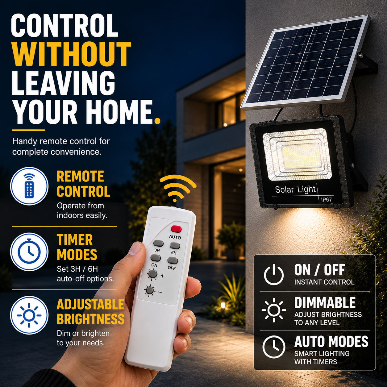 Soluxe Solar-Powered Outdoor Flood Light With Remote