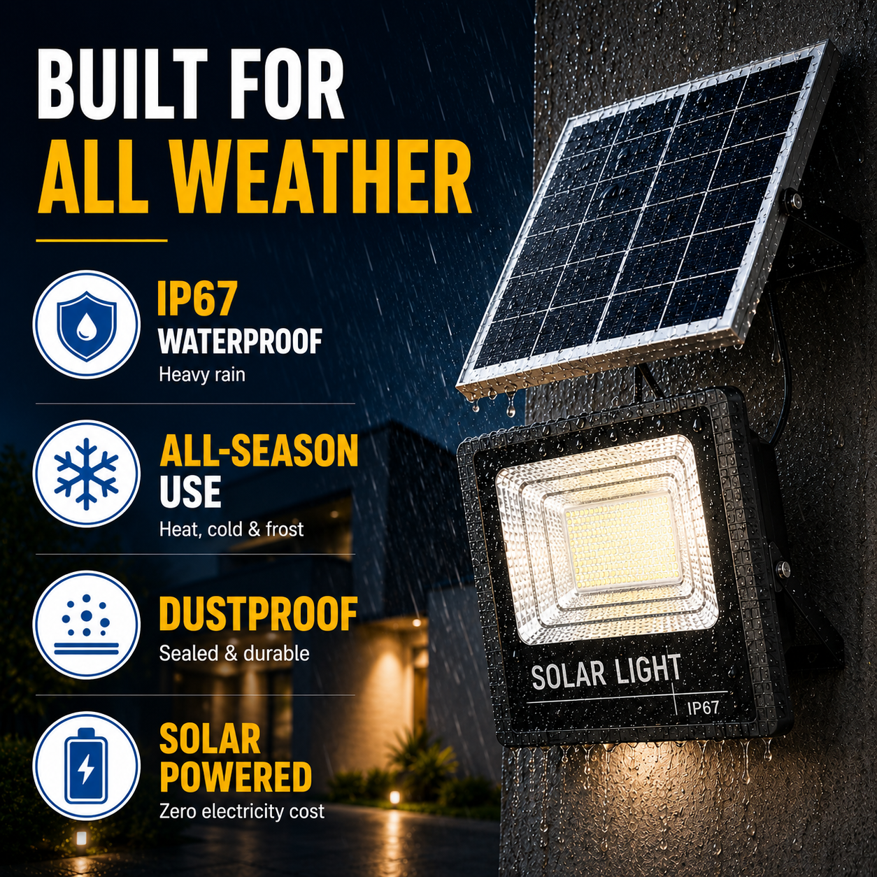 Soluxe Solar-Powered Outdoor Flood Light With Remote