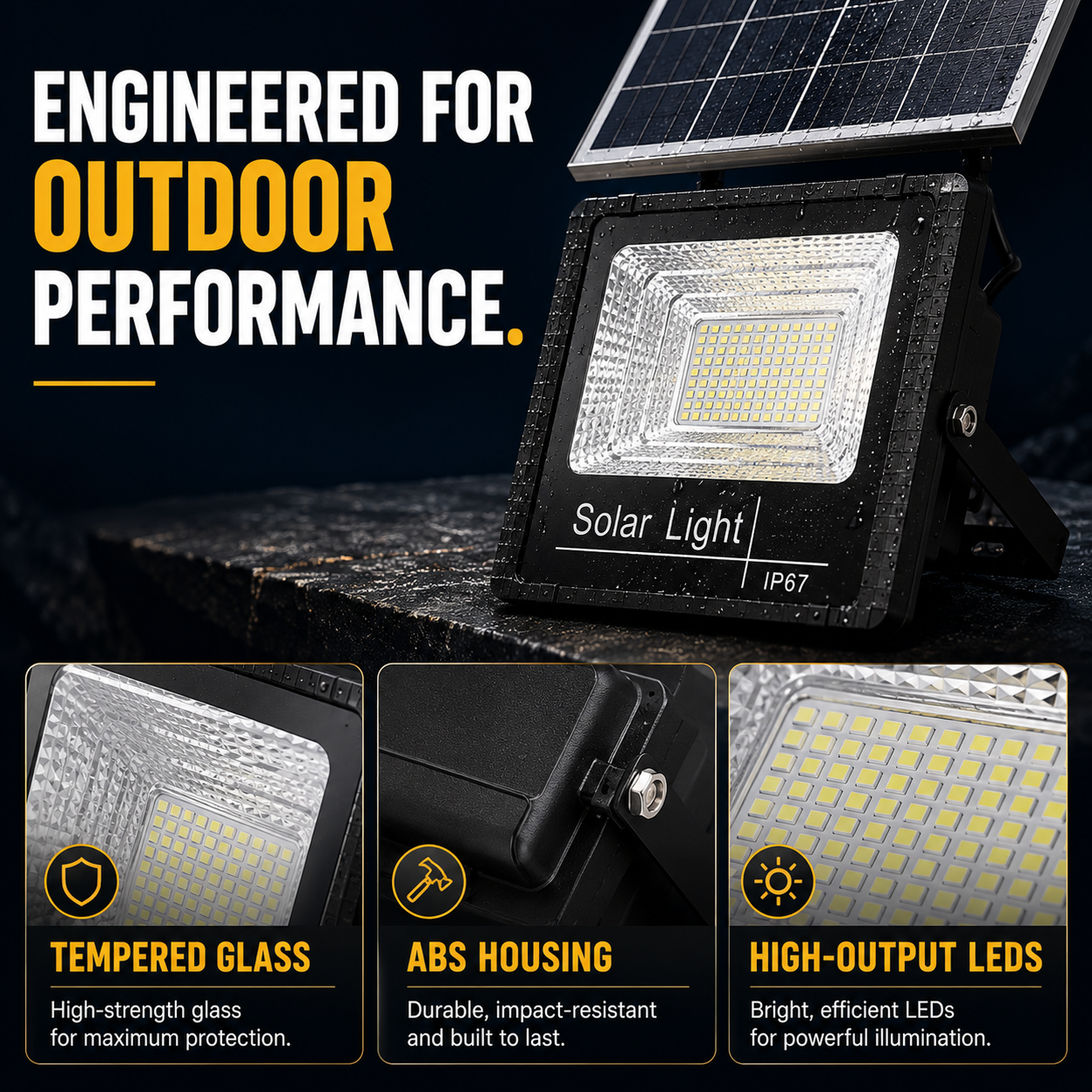 Soluxe Solar-Powered Outdoor Flood Light With Remote