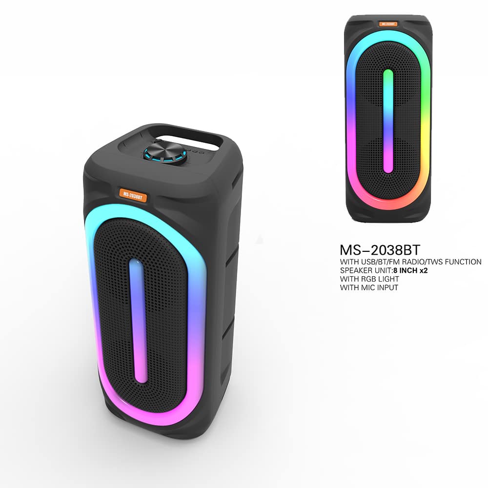 Soundbox speaker with bluetooth, RGB light, FM radio and microphone (56 x 24 cm.)