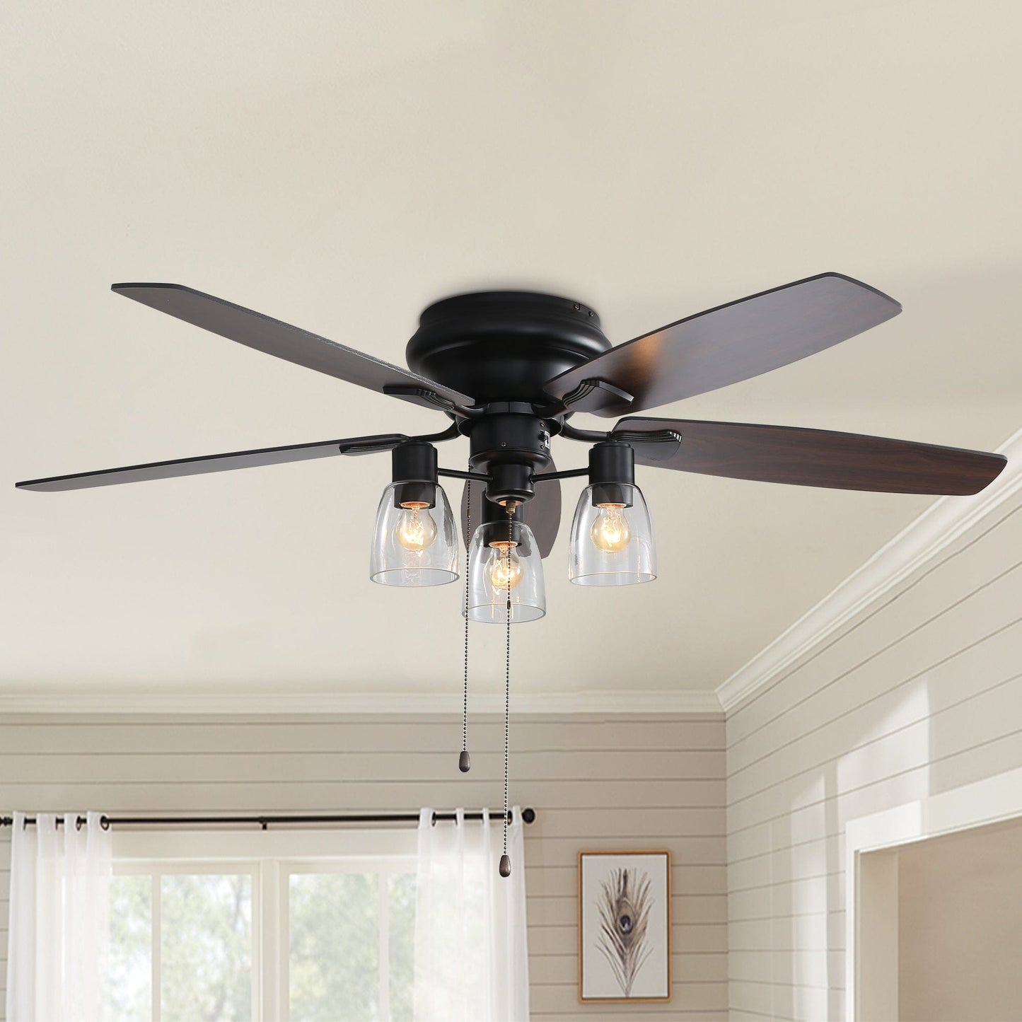 Space-Saving 52" Low Profile Ceiling Fan with LED Light & Remote Control