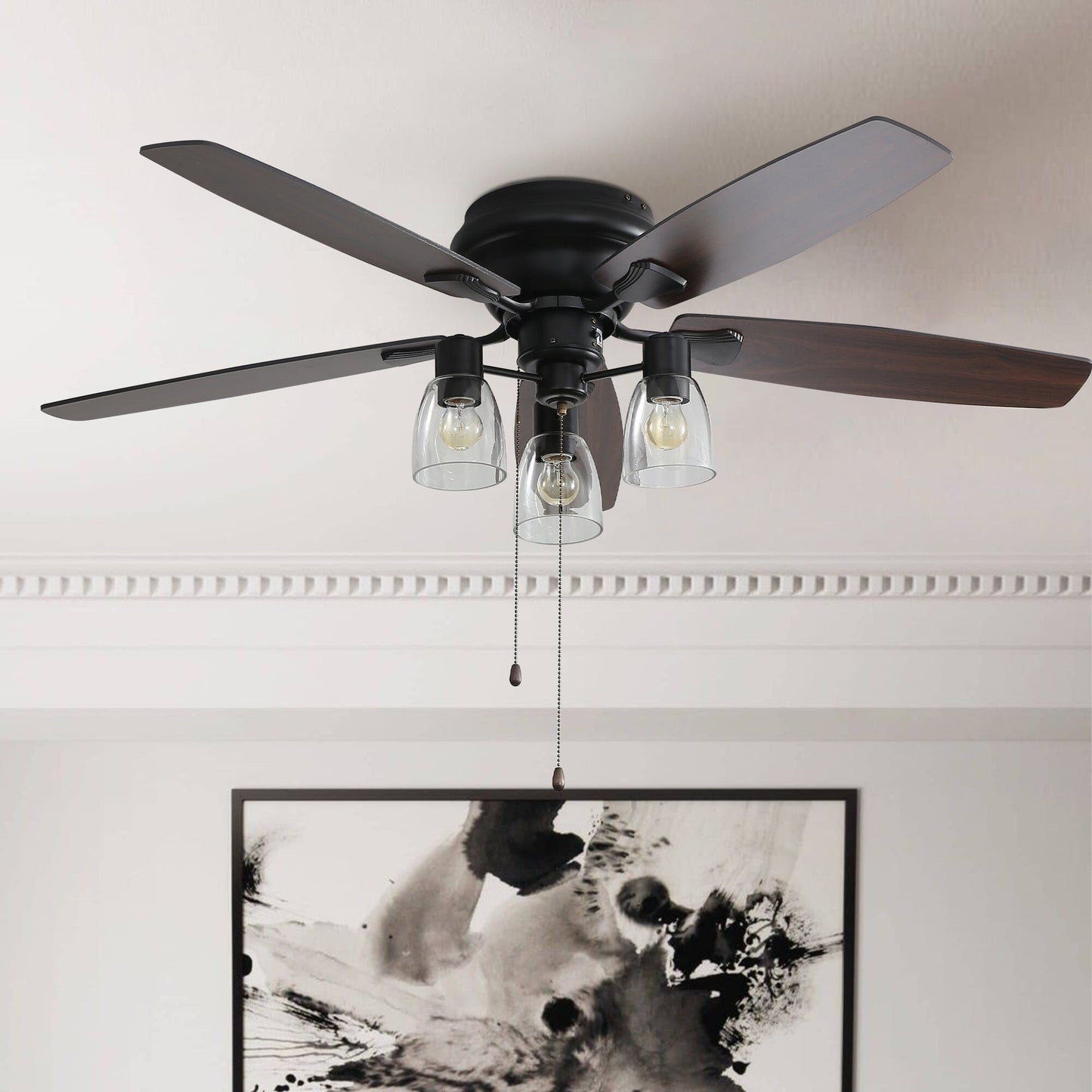 Space-Saving 52" Low Profile Ceiling Fan with LED Light & Remote Control