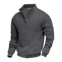 Sporty Sweater with Half-High Closed Collar
