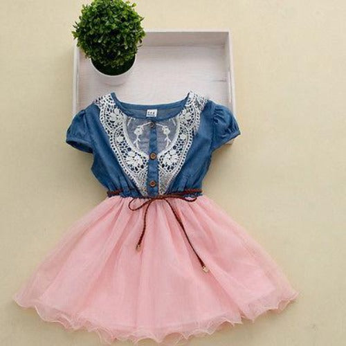 Stitching Dress with Embroidered Chest