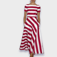 Striped A-Line Midi Dress for Women