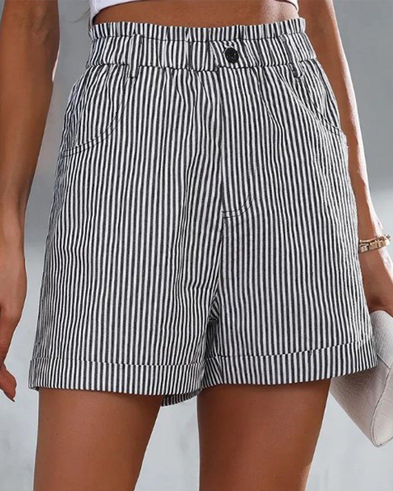 Striped High Waist Shorts