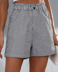 Striped High Waist Shorts