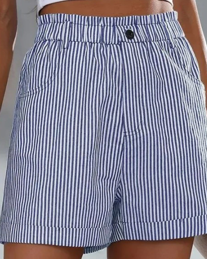 Striped High Waist Shorts