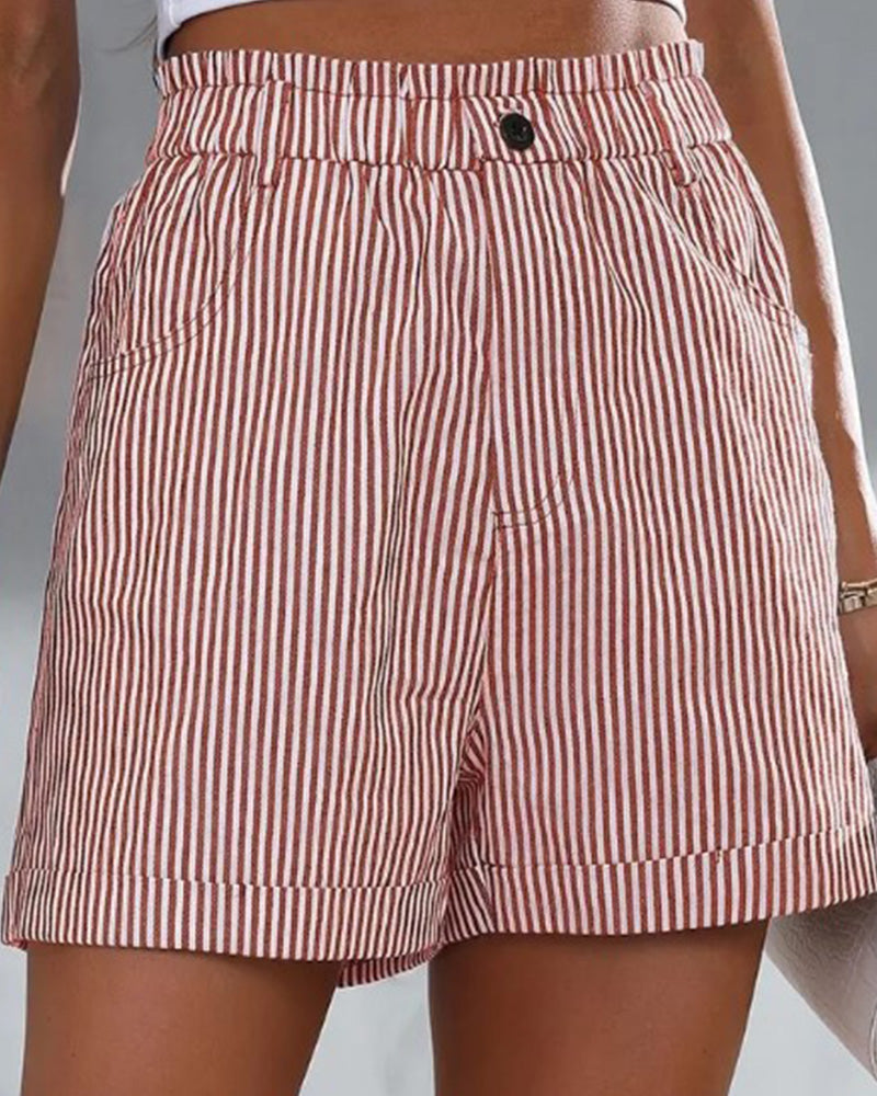 Striped High Waist Shorts