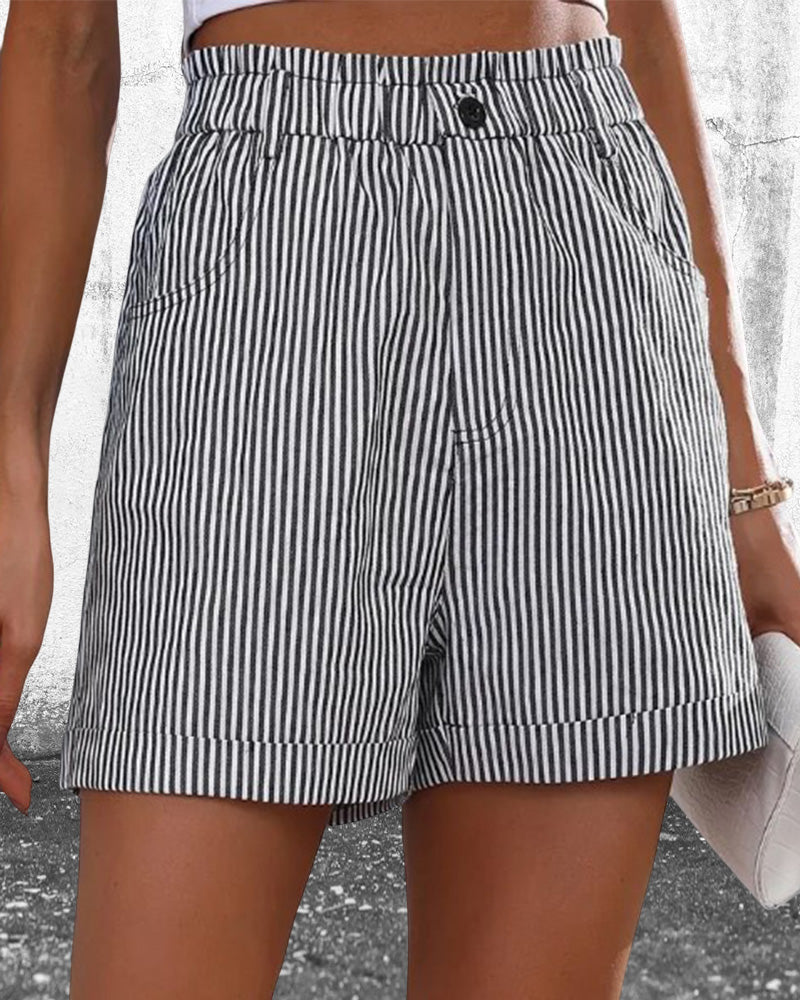 Striped High Waist Shorts