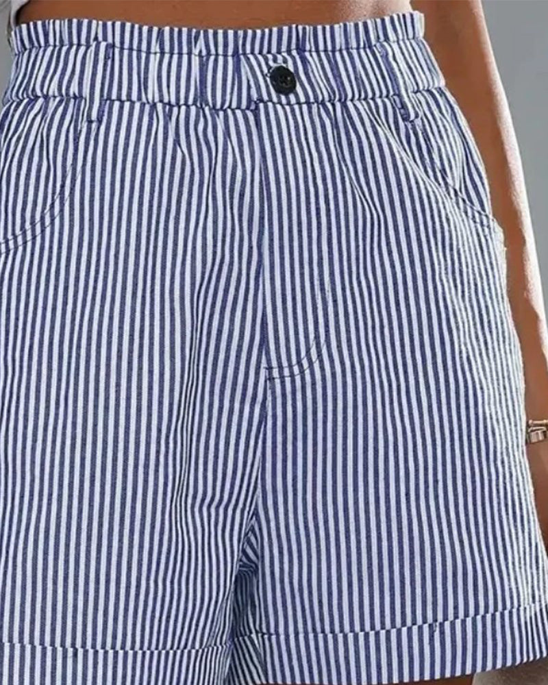 Striped High Waist Shorts