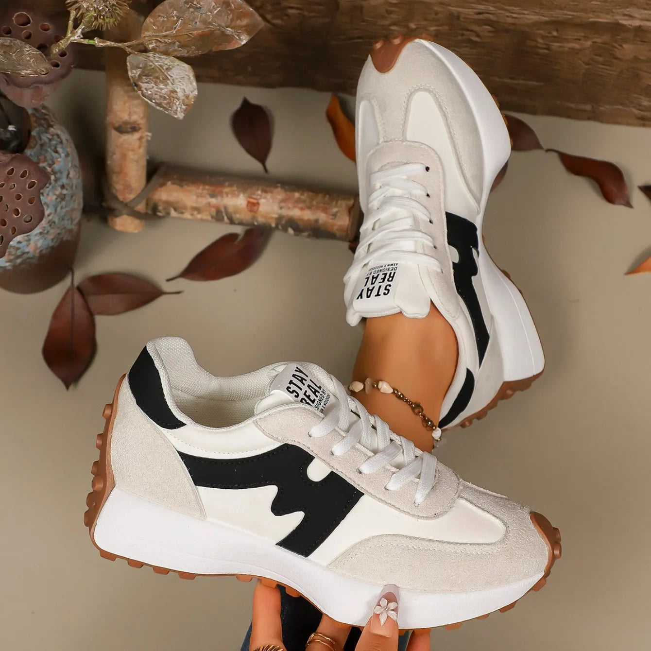 Striped Platform Sneakers Women